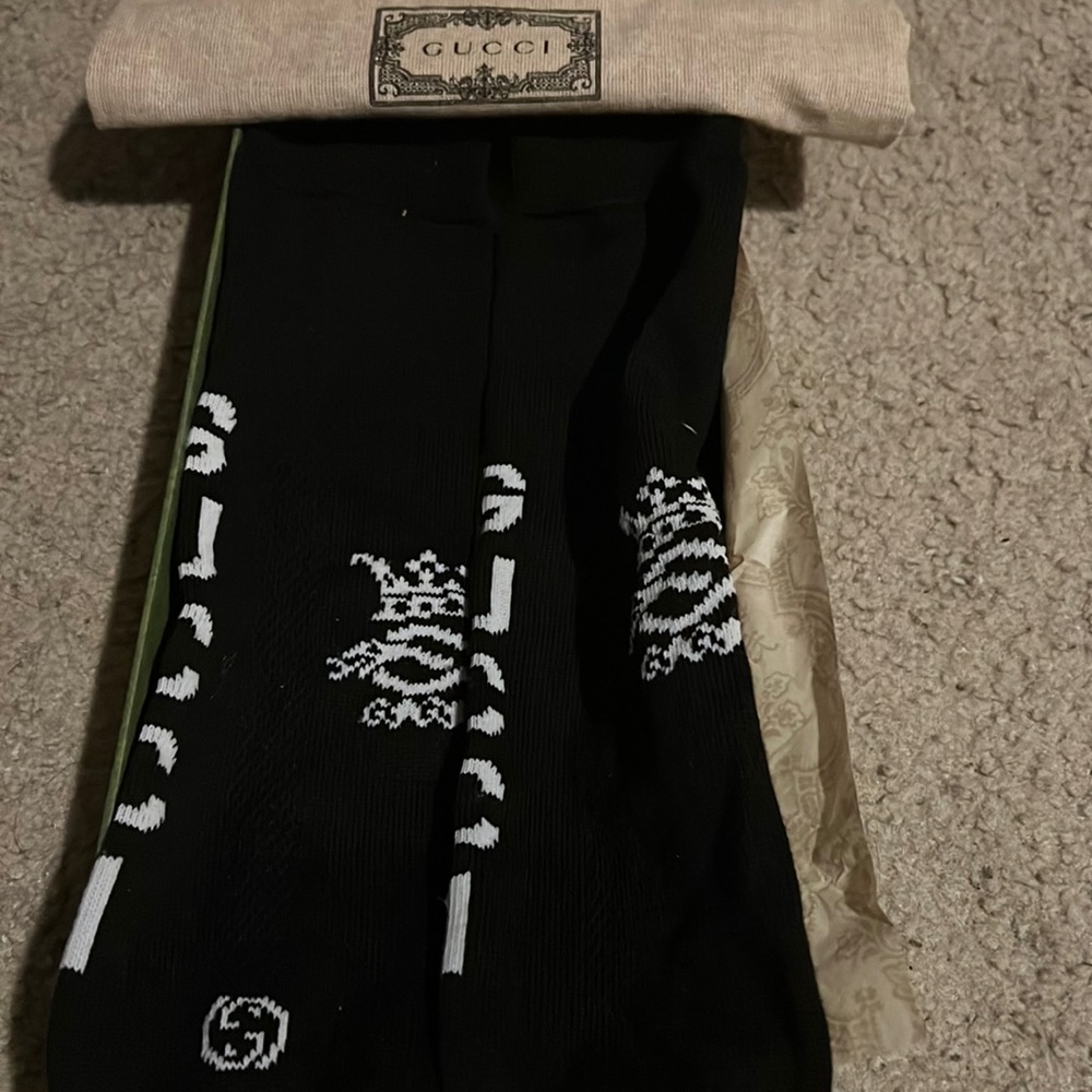 Authentic Black and White Gucci long socks